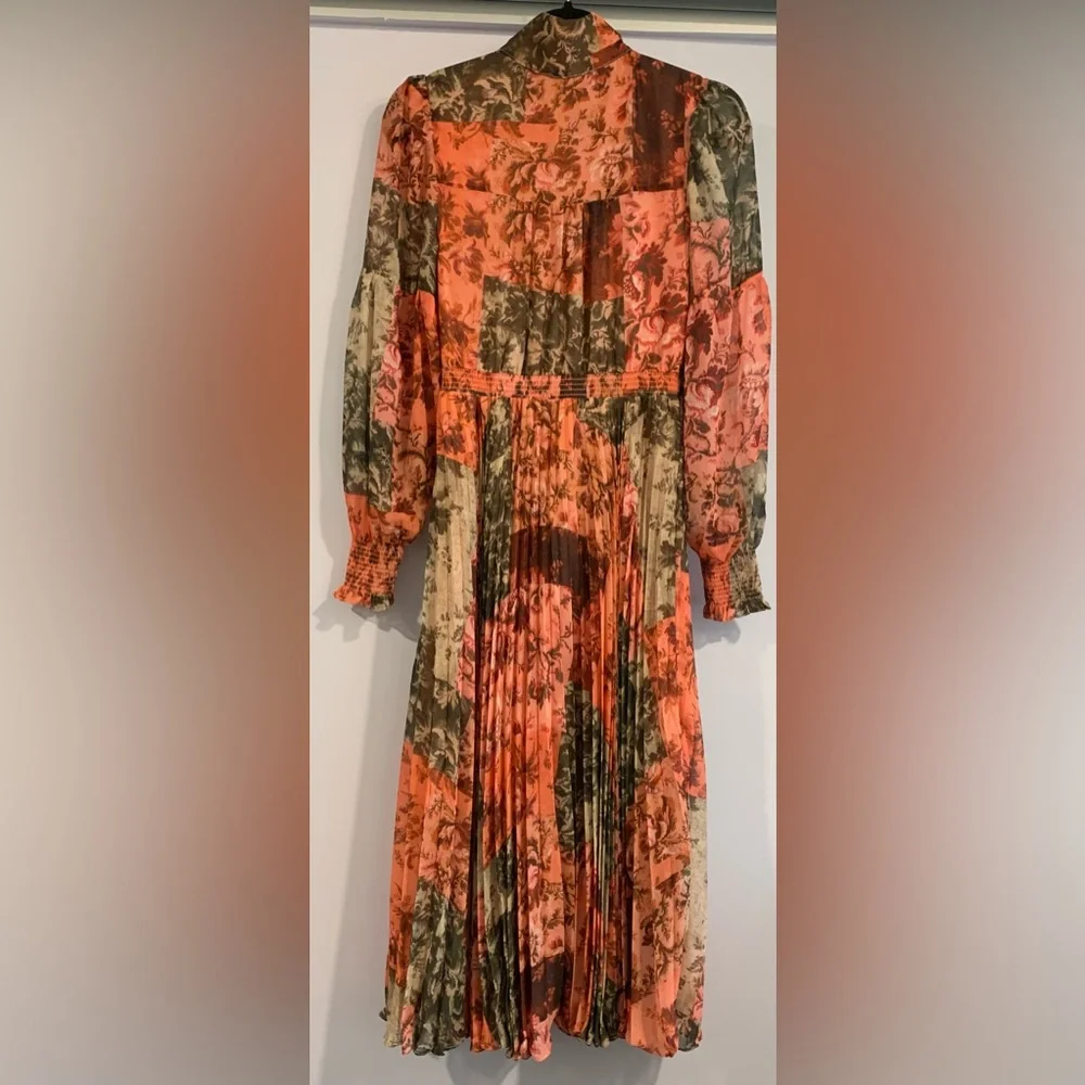 Excellent Condition, Rachel Parcell- Pleated Chiffon Midi Dress w/ Bow, Size 0 - Picture 9 of 15